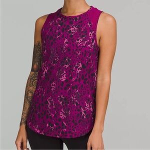 Lululemon Women's Sculpt Tank Top Cheetah Camo Magenta Purple Mesh